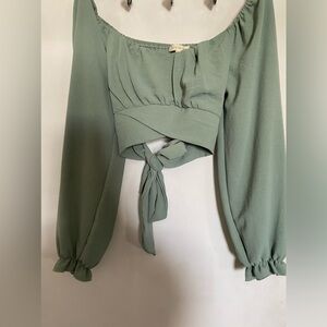 Off the shoulder top sage green